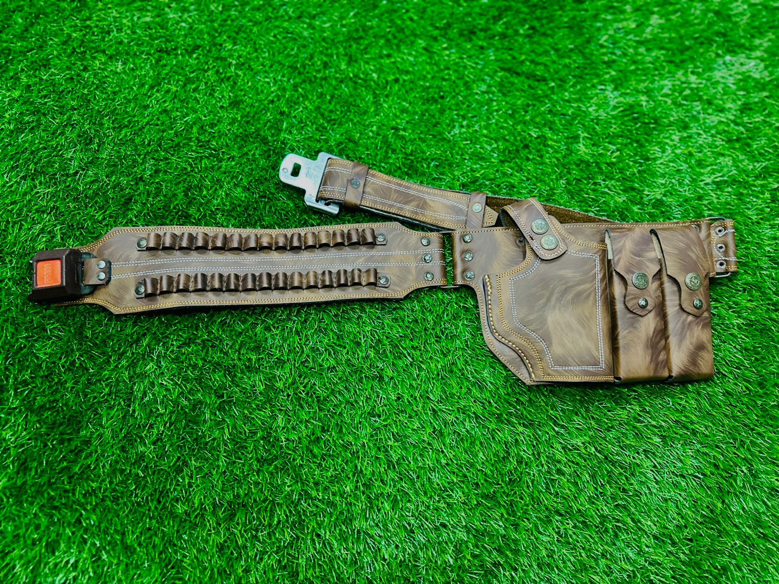 Deluxe Double-Row Leather Shotgun Belt & Holster Set